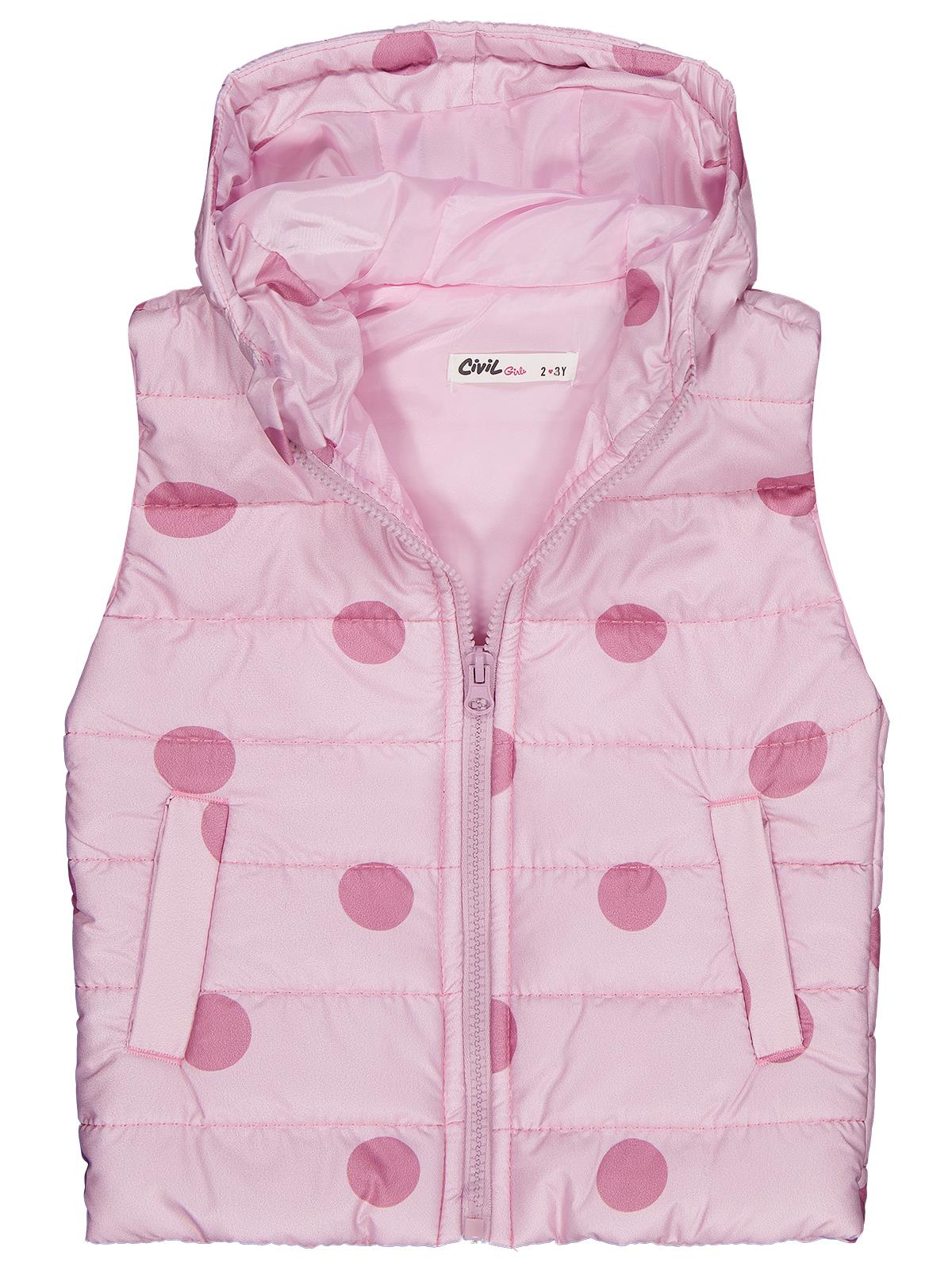 Civil Girls Puan Baskılı 2-5 Yaş Yelek - Pudra