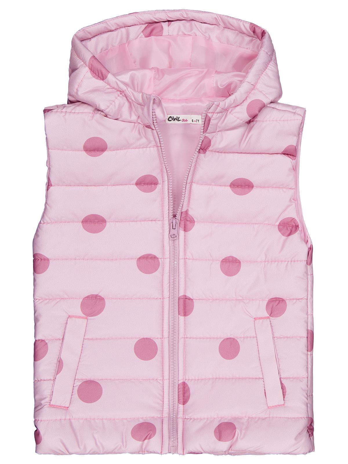 Civil Girls Puan Baskılı 6-9 Yaş Yelek - Pudra