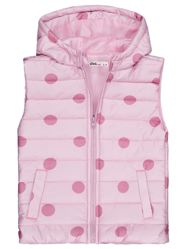 Civil Girls Puan Baskılı 6-9 Yaş Yelek - Pudra