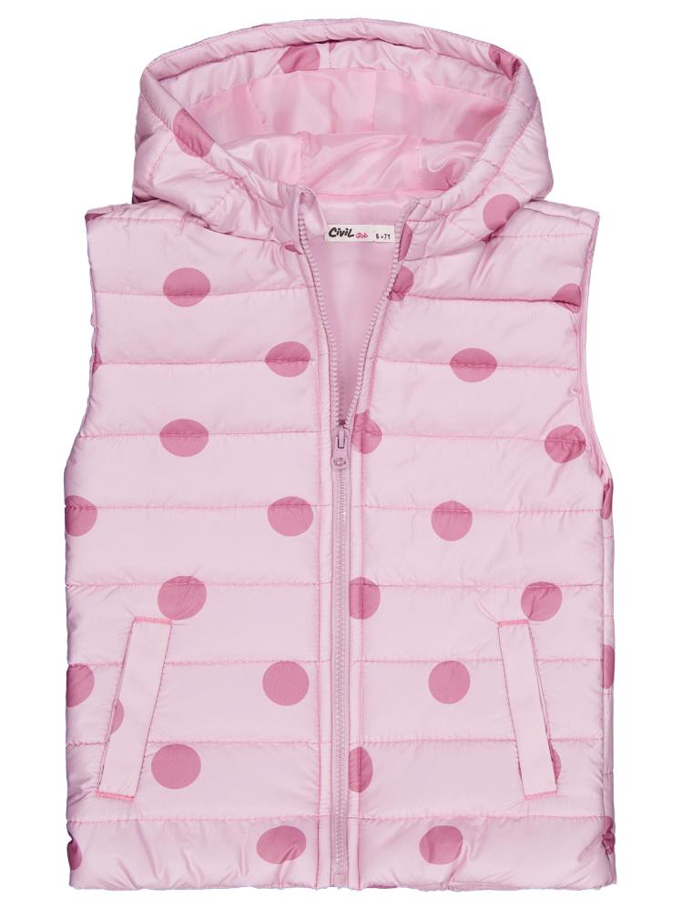 Civil Girls Puan Baskılı 6-9 Yaş Yelek - Pudra