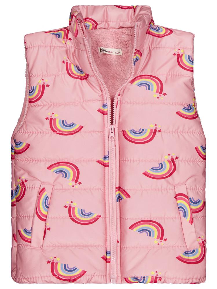 Civil Girls Rainbow Baskılı 6-9 Yaş Yelek - Pembe