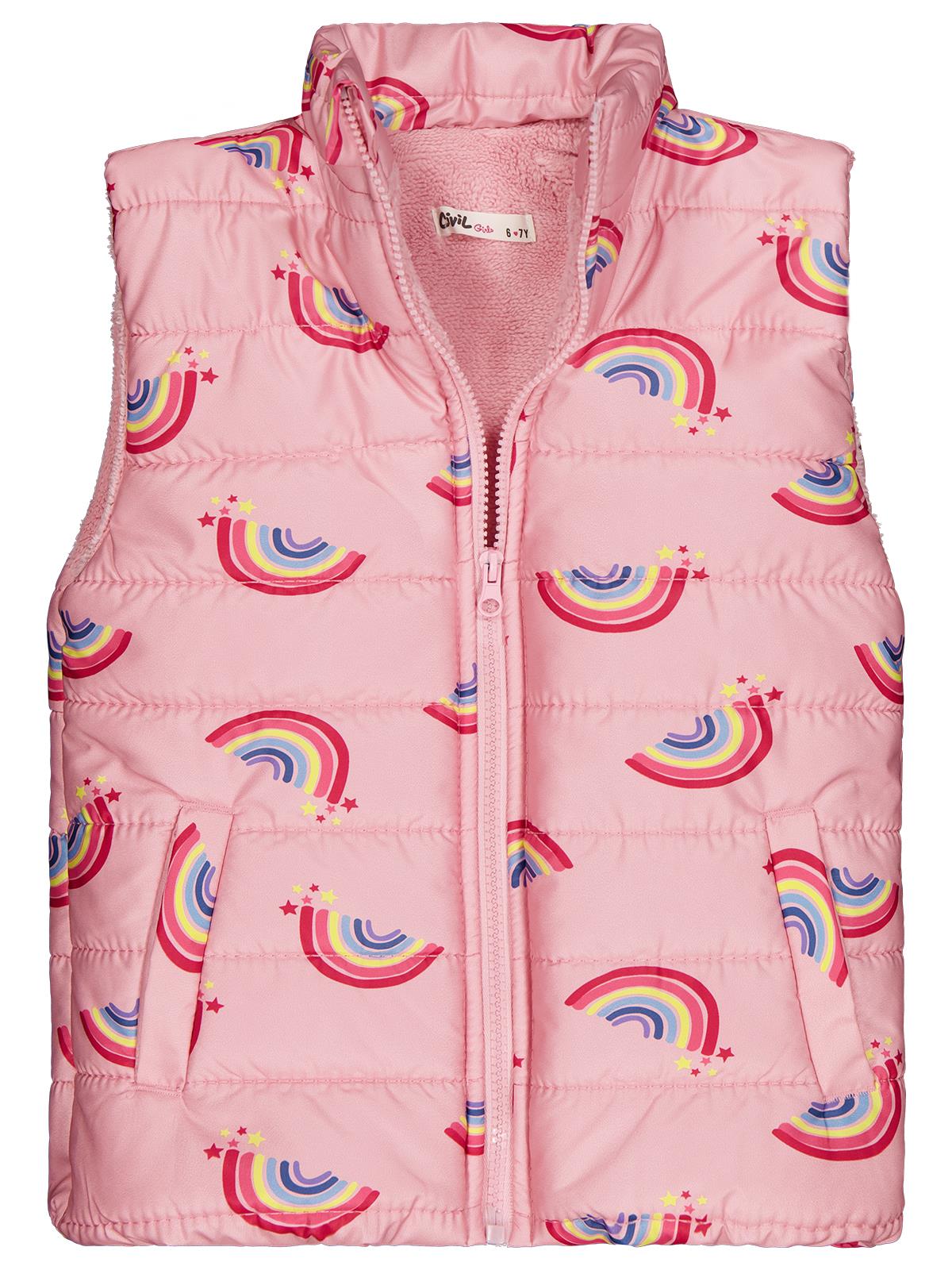 Civil Girls Rainbow Baskılı 6-9 Yaş Yelek - Pembe