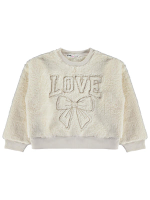 Civil Girls Love Nakışlı 2-5 Yaş Sweatshirt - Ekru