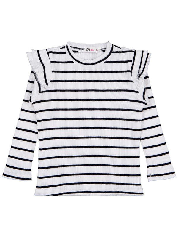 Civil Girls Kolu Fırfırlı 2-5 Yaş Sweatshirt - Ekru