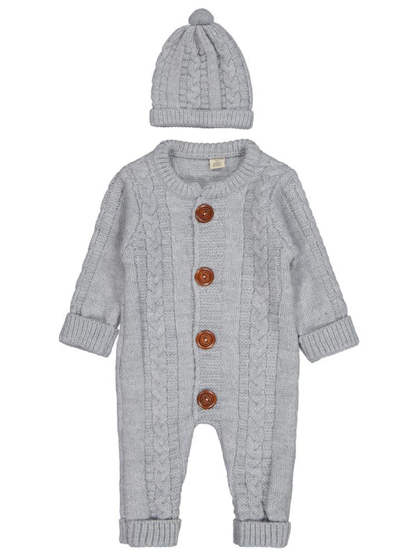 Beybek Düğmeli 3-12 Ay Tulum - Gri