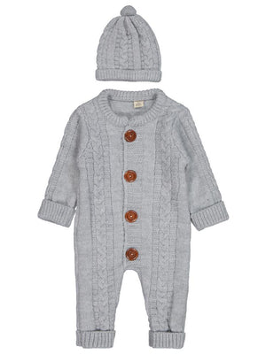 Beybek Düğmeli 3-12 Ay Tulum - Gri