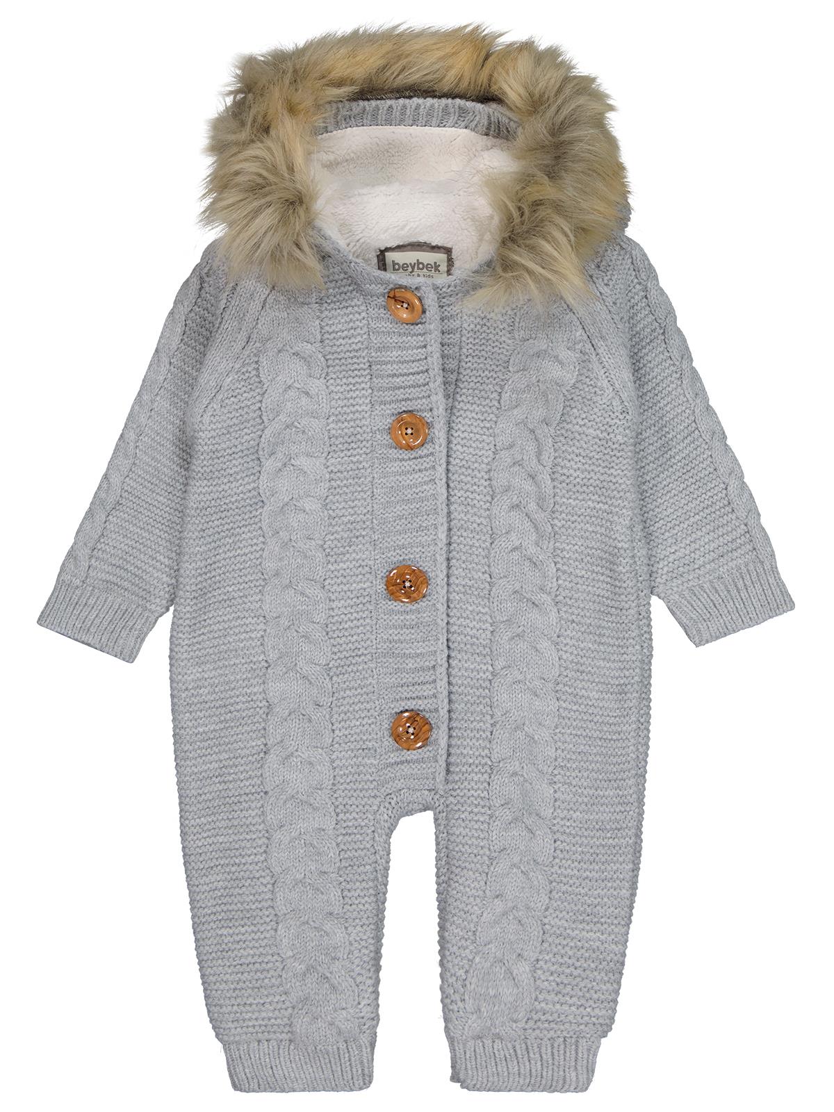 Beybek Kapşonlu 3-12 Ay Tulum - Gri