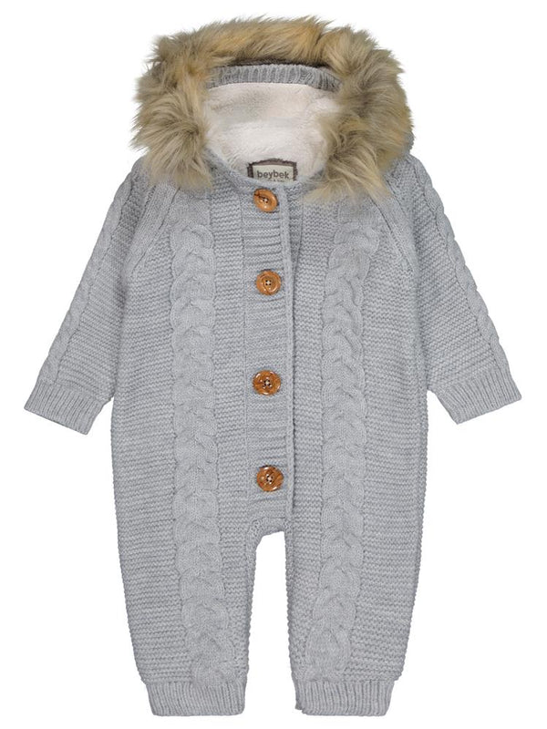 Beybek Kapşonlu 3-12 Ay Tulum - Gri