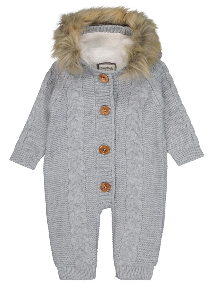 Beybek Kapşonlu 3-12 Ay Tulum - Gri