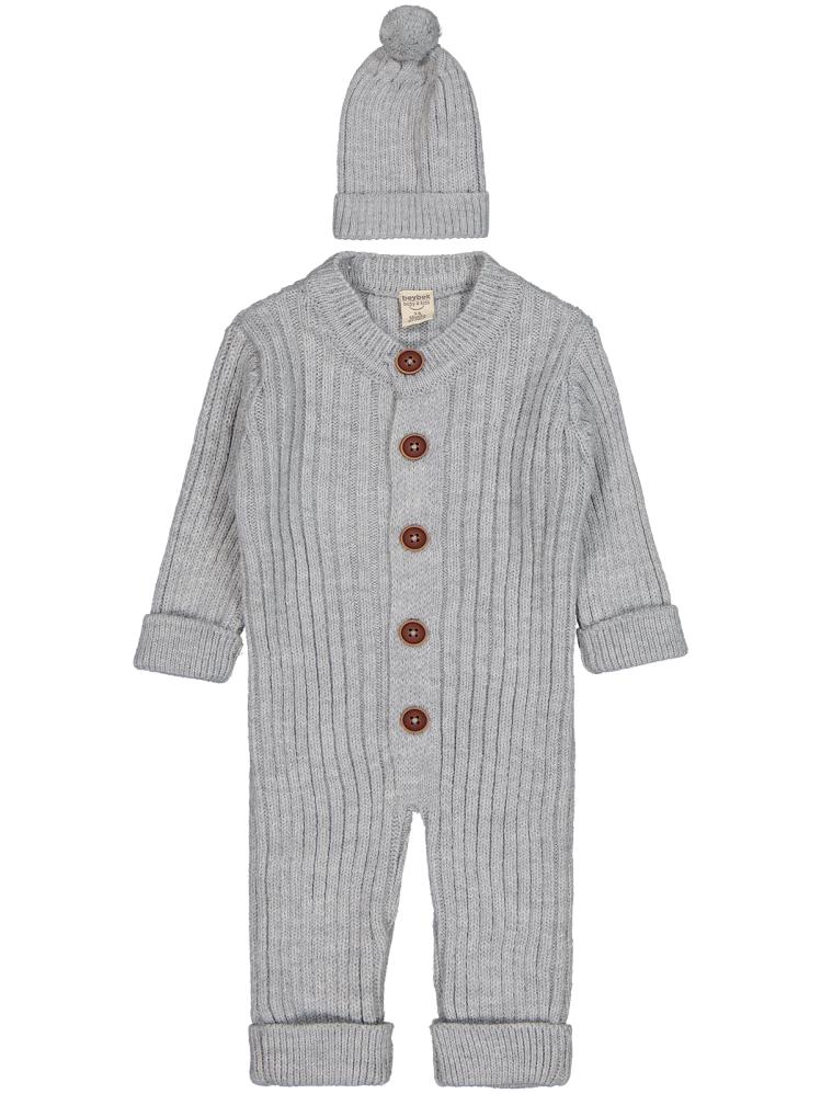 Beybek Düğmeli 3-12 Ay Tulum - Gri