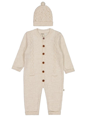 Beybek Düğmeli 3-12 Ay Tulum - Ekru