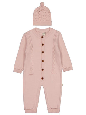 Beybek Düğmeli 3-12 Ay Tulum - Pembe