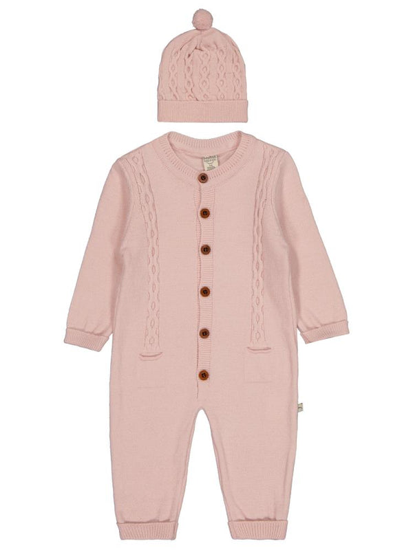 Beybek Düğmeli 3-12 Ay Tulum - Pembe