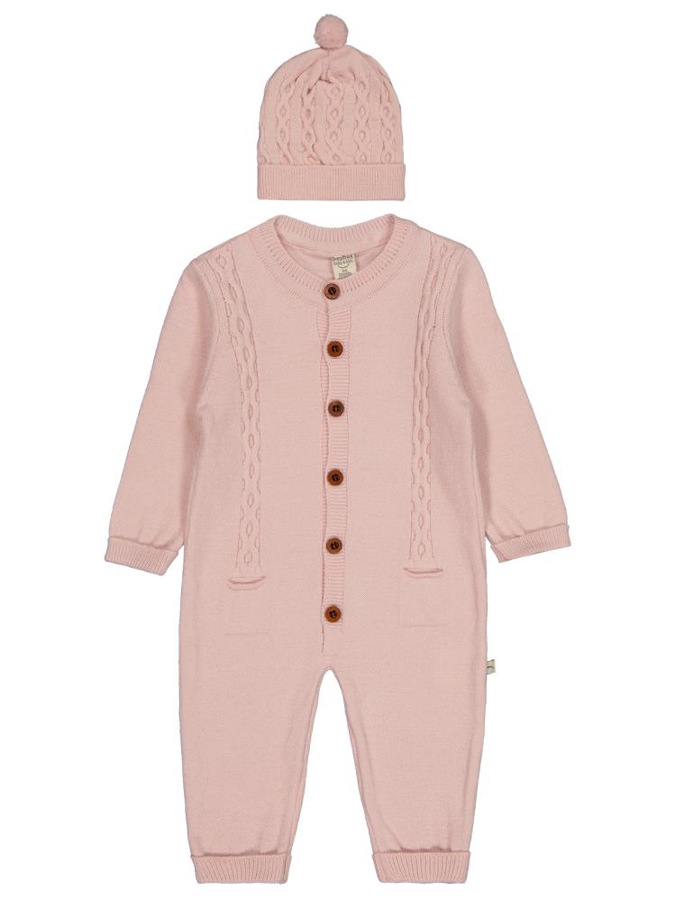Beybek Düğmeli 3-12 Ay Tulum - Pembe