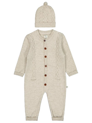 Beybek Düğmeli 3-12 Ay Tulum - Bej