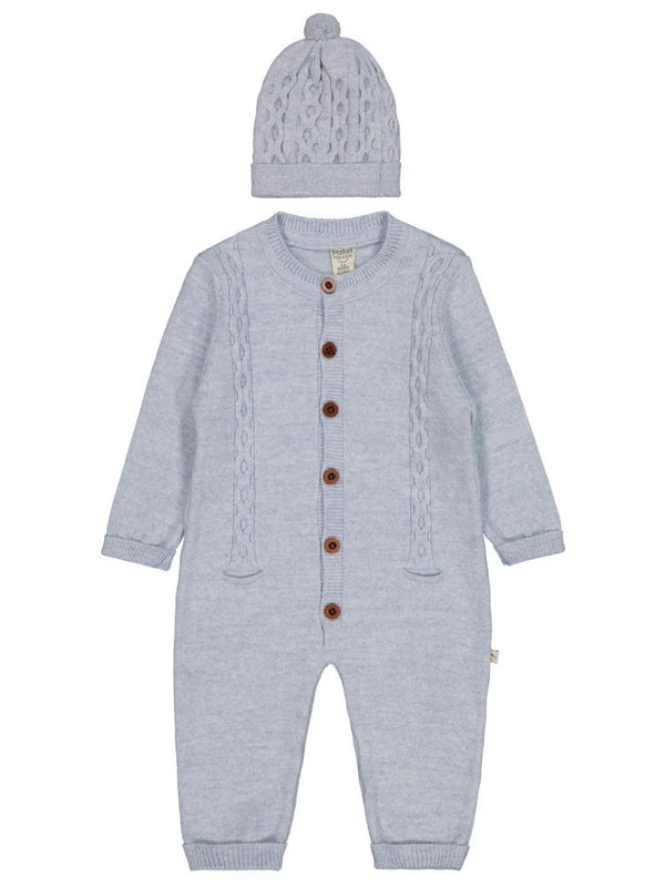 Beybek Düğmeli 3-12 Ay Tulum - Mavi