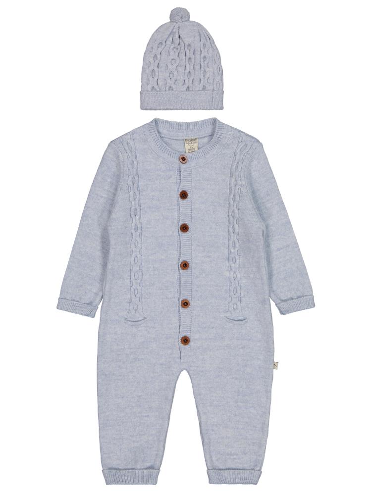 Beybek Düğmeli 3-12 Ay Tulum - Mavi