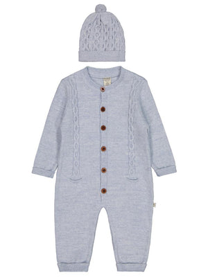 Beybek Düğmeli 3-12 Ay Tulum - Mavi