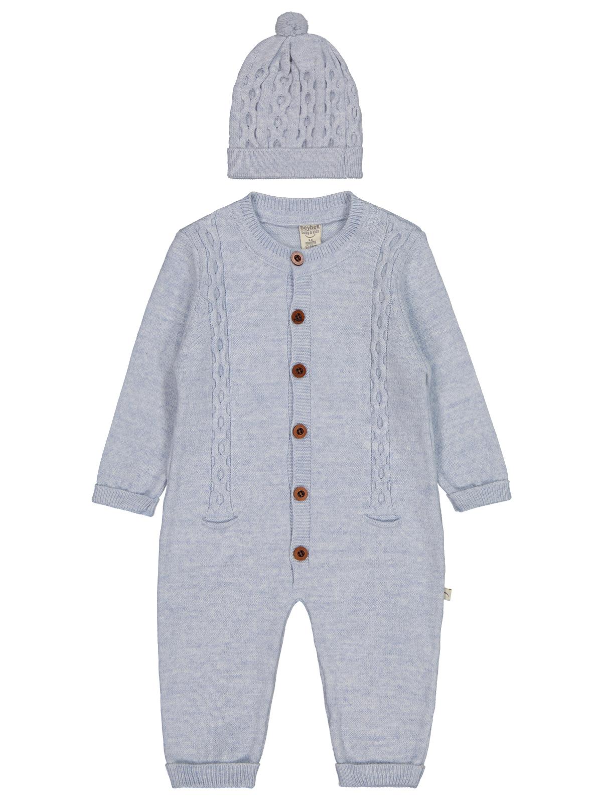 Beybek Düğmeli 3-12 Ay Tulum - Mavi