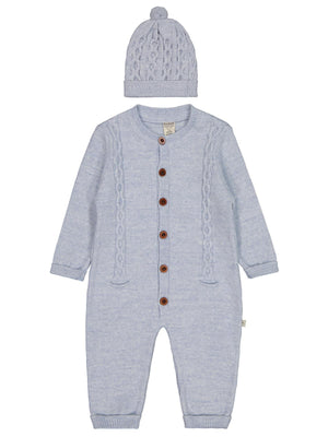 Beybek Düğmeli 3-12 Ay Tulum - Mavi