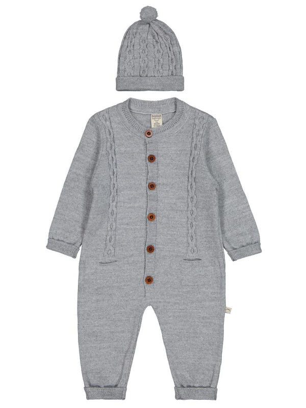 Beybek Düğmeli 3-12 Ay Tulum - Gri