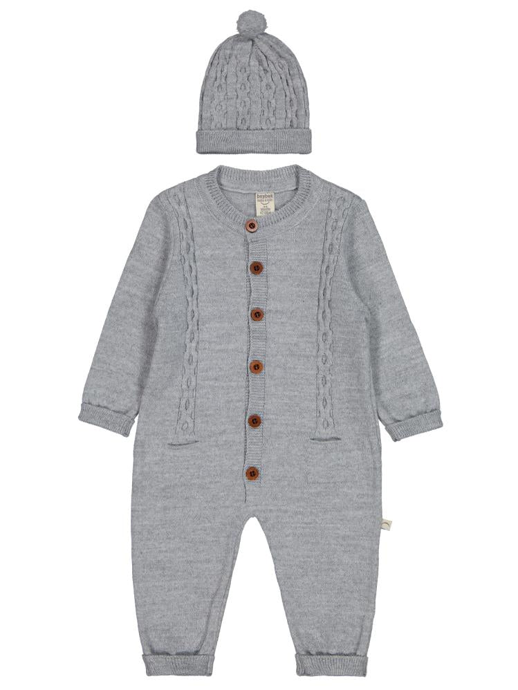 Beybek Düğmeli 3-12 Ay Tulum - Gri