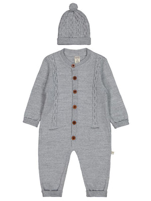 Beybek Düğmeli 3-12 Ay Tulum - Gri