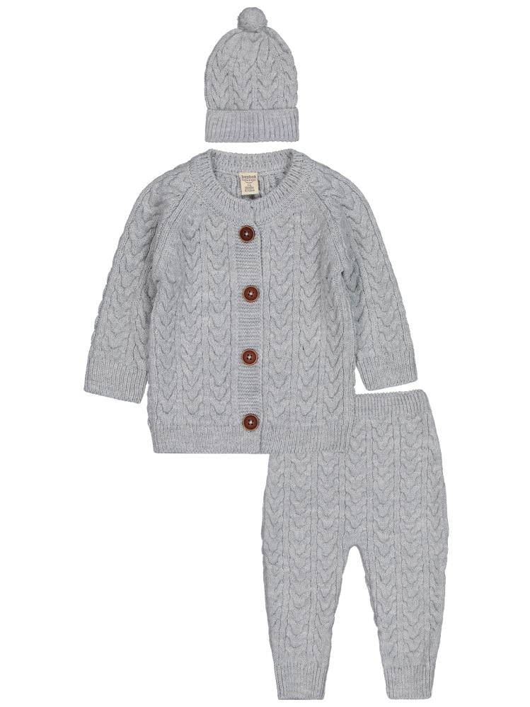 Beybek Önden Düğmeli 3-12 Ay Takım - Gri