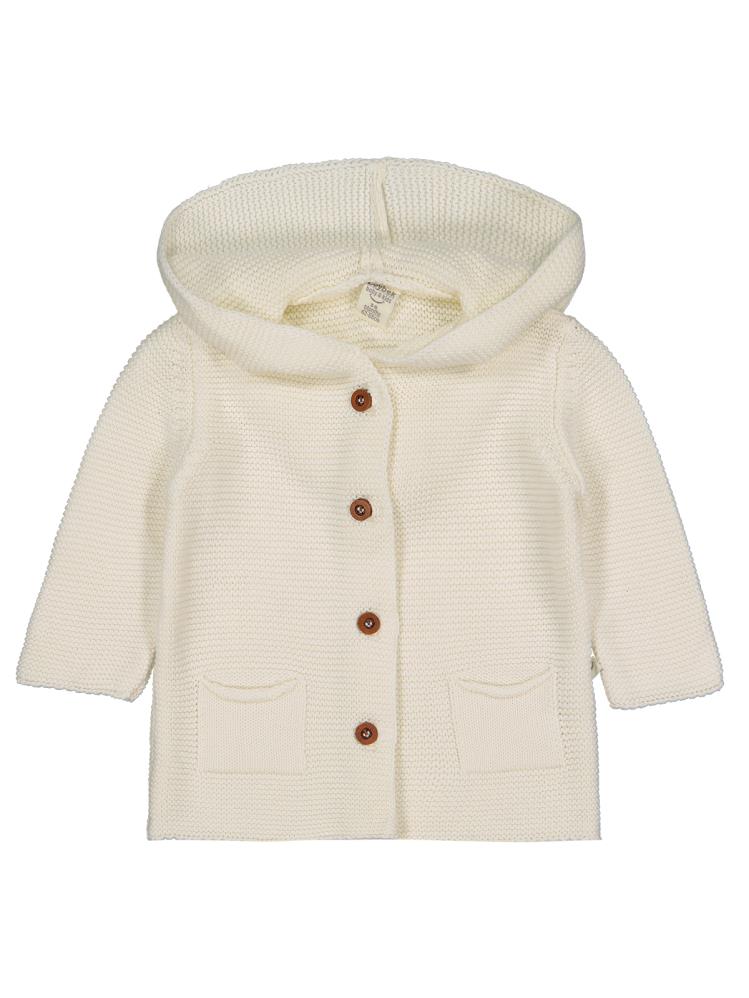Beybek Kapşonlu Cepli 3-12 Ay Hırka - Ekru