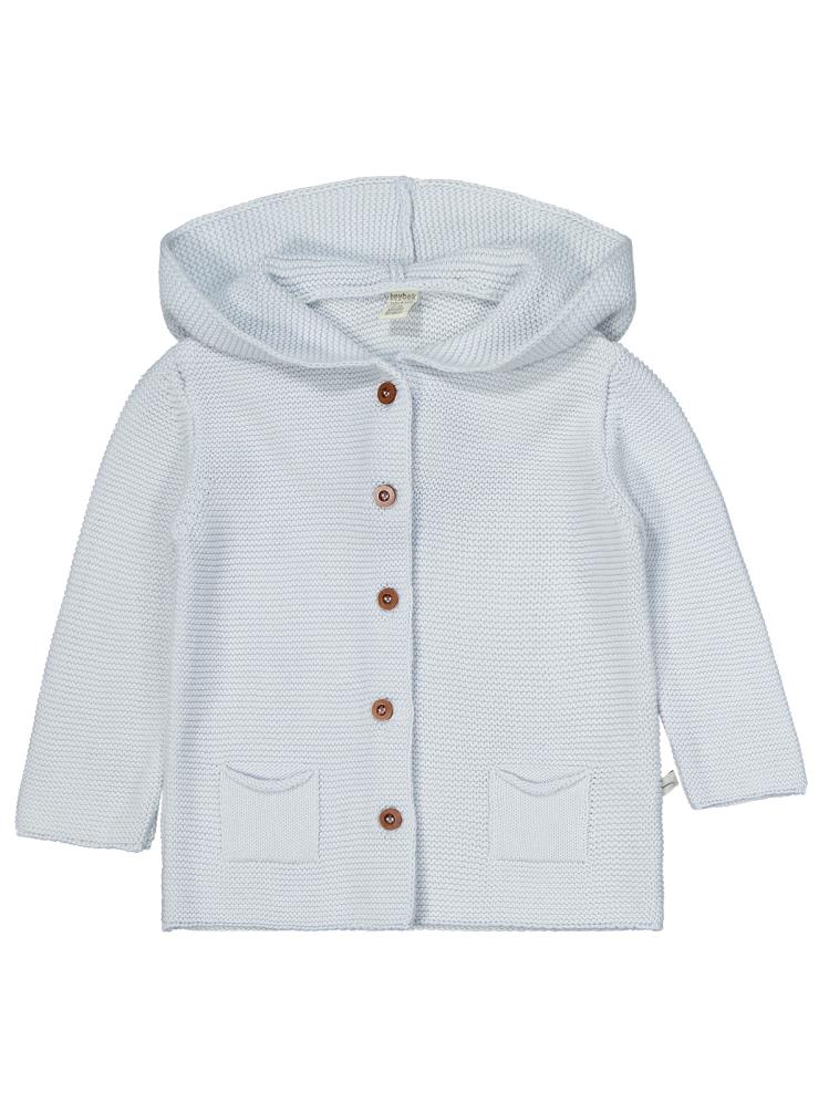 Beybek Kapşonlu Cepli 3-12 Ay Hırka - Mavi