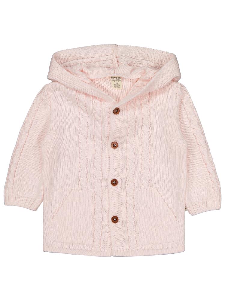 Beybek Kapşonlu Cepli 3-12 Ay Hırka - Pembe