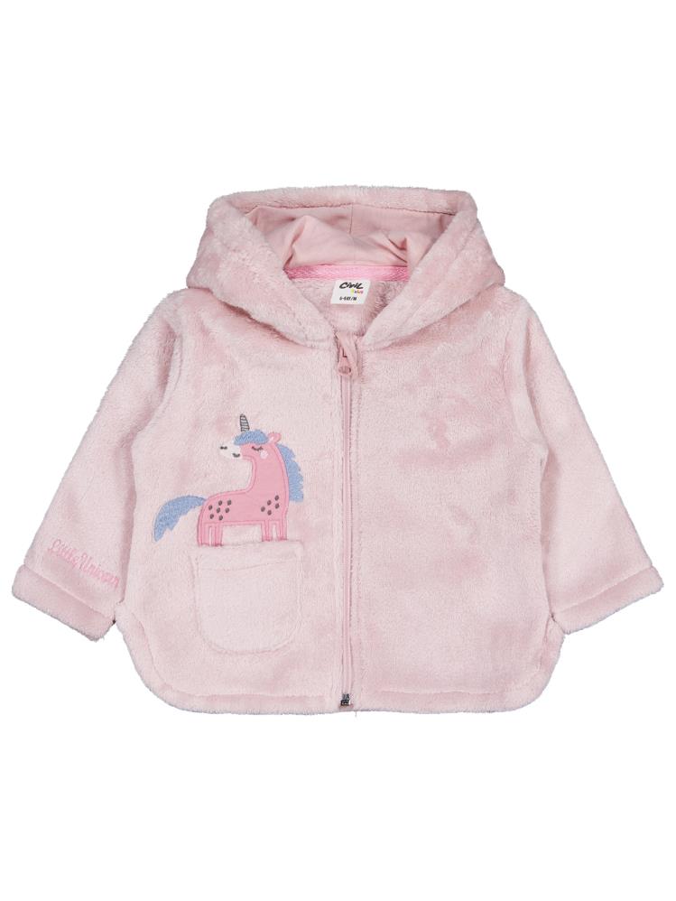 Civil Baby Mobil Kulaklı Unicorn Nakışlı 6-18 Ay Hırka - Pembe