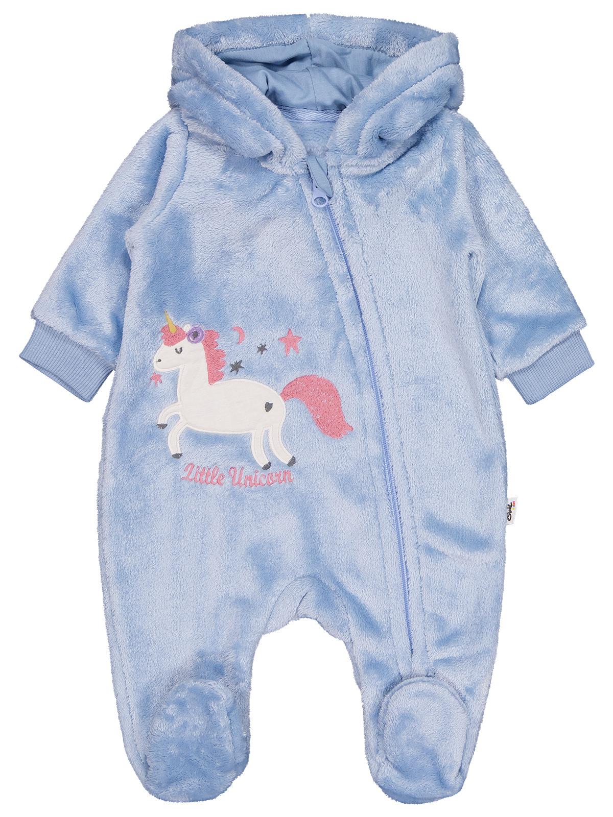 Civil Baby Mobil Kulaklı Unicorn Nakışlı 1-9 Ay Tulum - Mavi