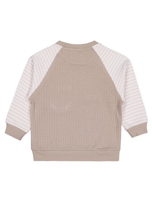 Civil Erkek Çocuk Cepli Sweatshirt | İnterlok Uzun Kol Bisiklet Yaka | Okul Kreş ve Günlük Kullanım - Bej