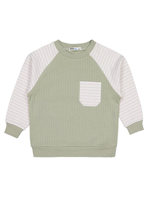 Civil Erkek Çocuk Cepli Sweatshirt | İnterlok Uzun Kol Bisiklet Yaka | Okul Kreş ve Günlük Kullanım - Yeşil