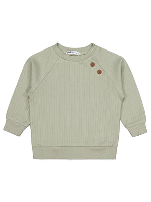 Civil Erkek Çocuk Süs Düğmeli Sweatshirt | İnterlok Uzun Kol | Okul Kreş ve Günlük Kullanım - Yeşil