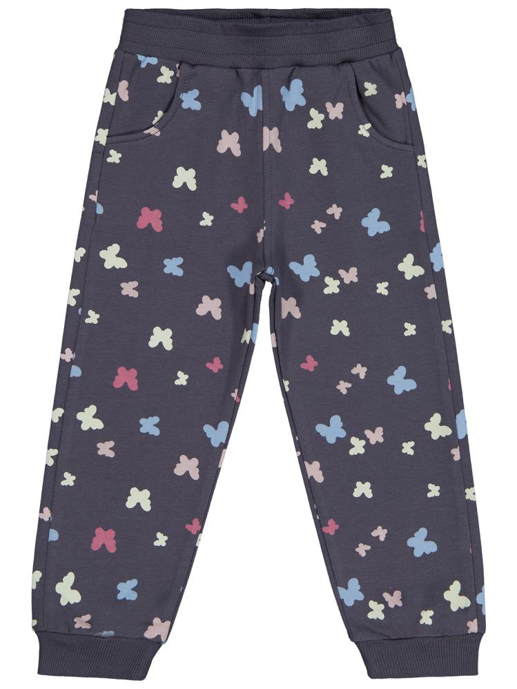 Civil Girls Kelebek Baskılı 2-5 Yaş Eşofman Altı - Gri