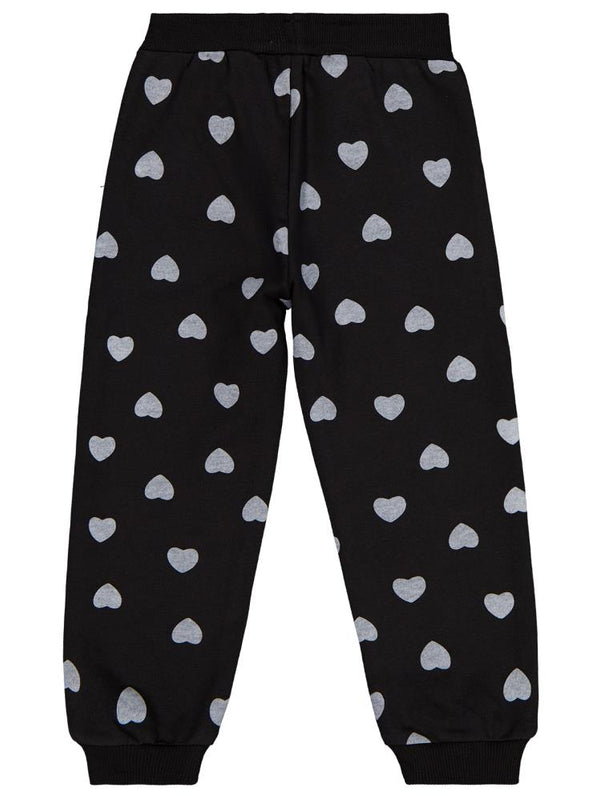 Civil Girls Kalp Baskılı 2-5 Yaş Eşofman Altı - Siyah