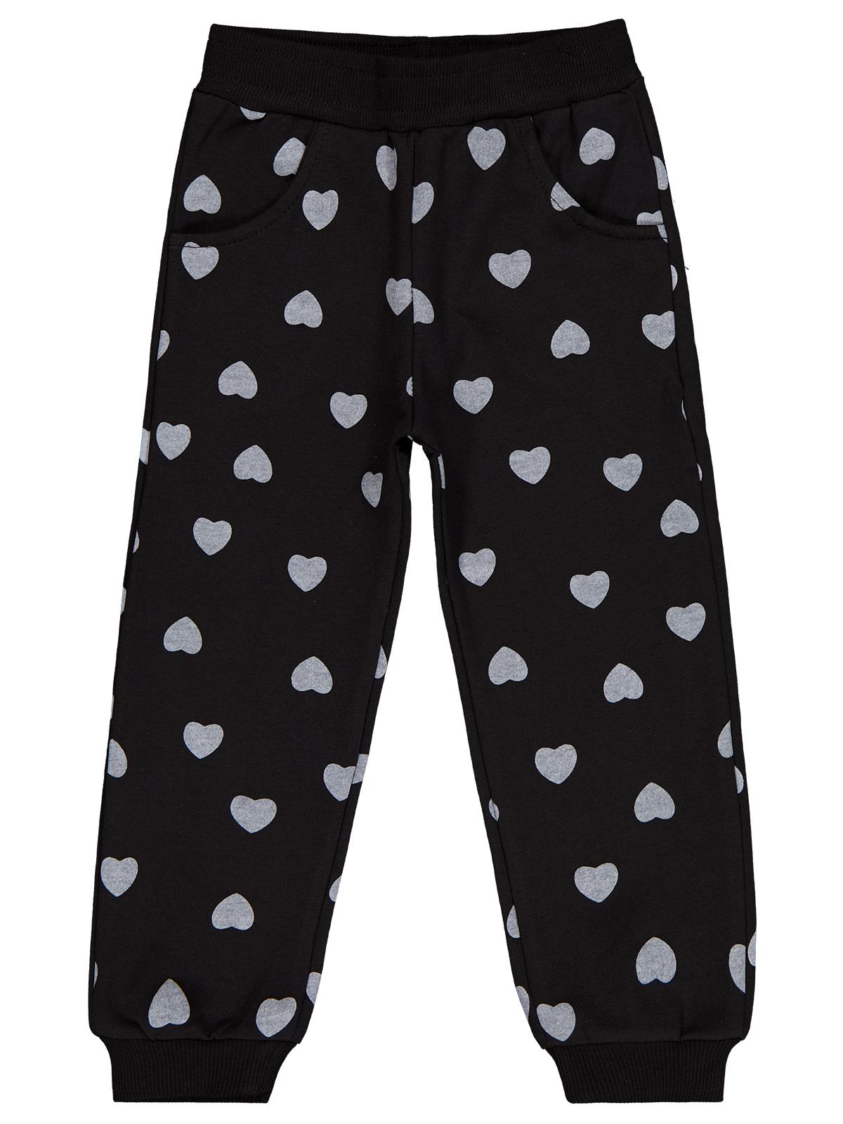 Civil Girls Kalp Baskılı 2-5 Yaş Eşofman Altı - Siyah