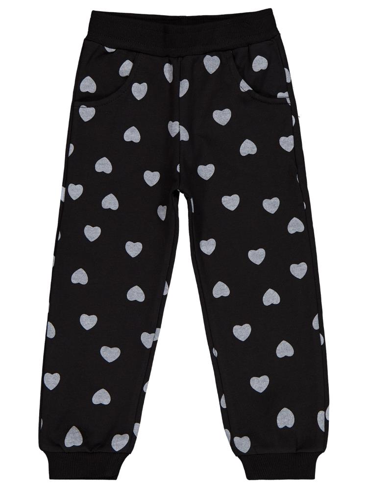 Civil Girls Kalp Baskılı 2-5 Yaş Eşofman Altı - Siyah