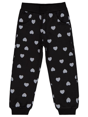 Civil Girls Kalp Baskılı 2-5 Yaş Eşofman Altı - Siyah