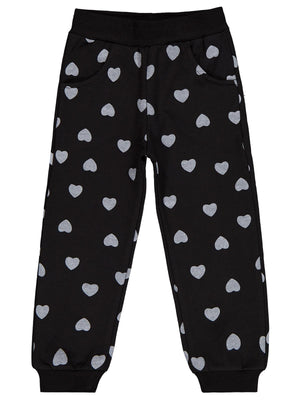 Civil Girls Kalp Baskılı 2-5 Yaş Eşofman Altı - Siyah