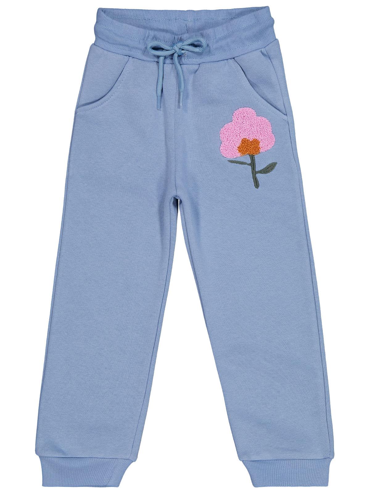 Civil Girls Çiçek Nakışlı 2-5 Yaş Eşofman Altı - Mavi