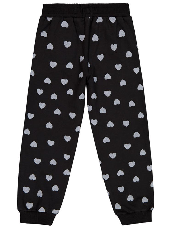 Civil Girls Kalp Baskılı 6-9 Yaş Eşofman Altı - Siyah