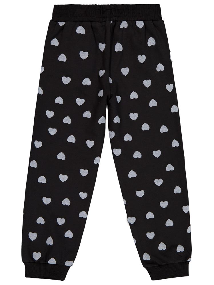 Civil Girls Kalp Baskılı 6-9 Yaş Eşofman Altı - Siyah