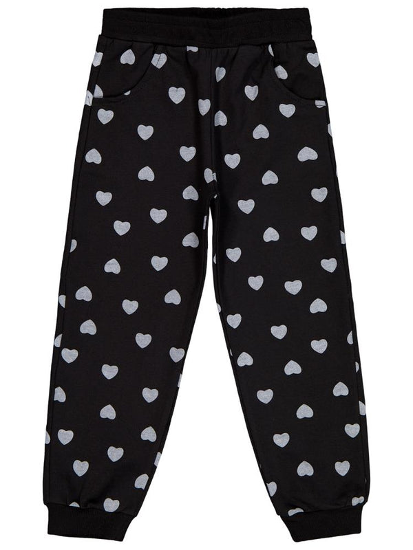 Civil Girls Kalp Baskılı 6-9 Yaş Eşofman Altı - Siyah