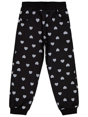 Civil Girls Kalp Baskılı 6-9 Yaş Eşofman Altı - Siyah