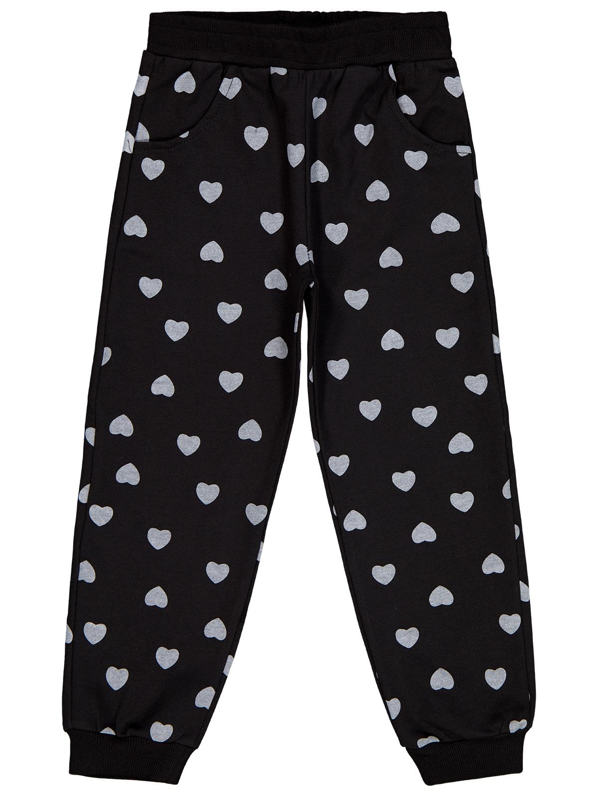 Civil Girls Kalp Baskılı 6-9 Yaş Eşofman Altı - Siyah