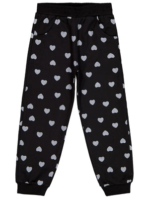 Civil Girls Kalp Baskılı 6-9 Yaş Eşofman Altı - Siyah