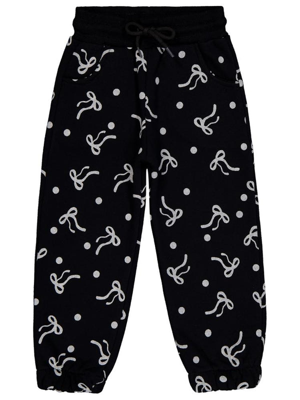 Civil Girls Fiyonk Desenli 2-5 Yaş Eşofman Altı - Siyah